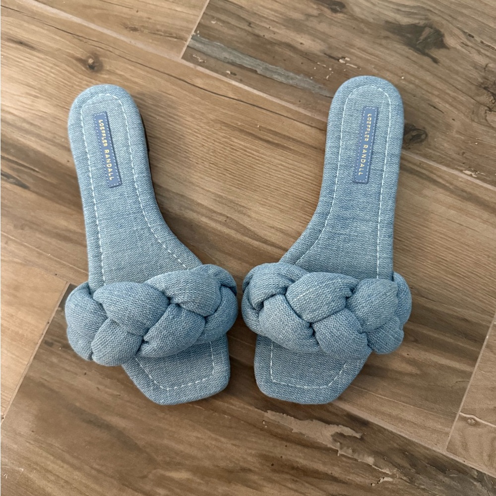 Loeffler Randall Joanna braided denim sandals size 7